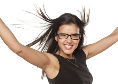 happy woman with glasses