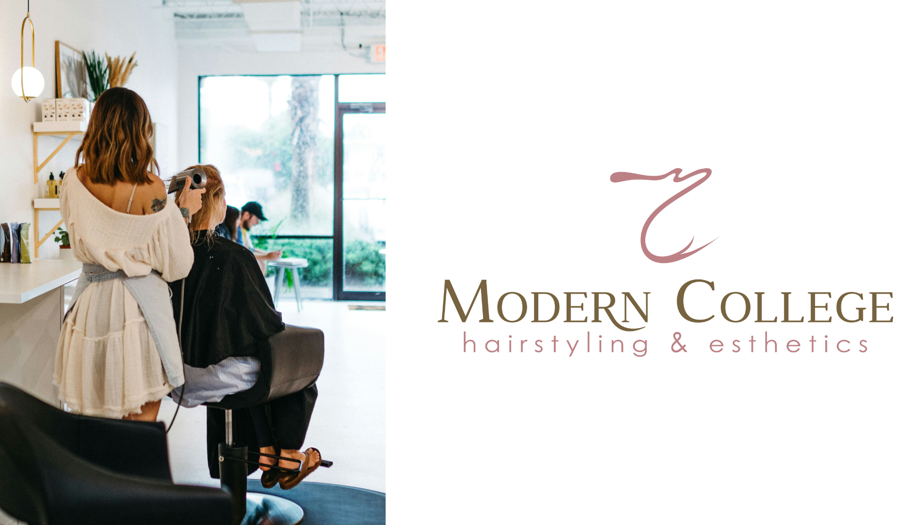 hairdresser working with hot tools for client hairstyle