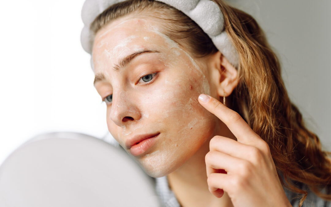 woman correctly applying skin care
